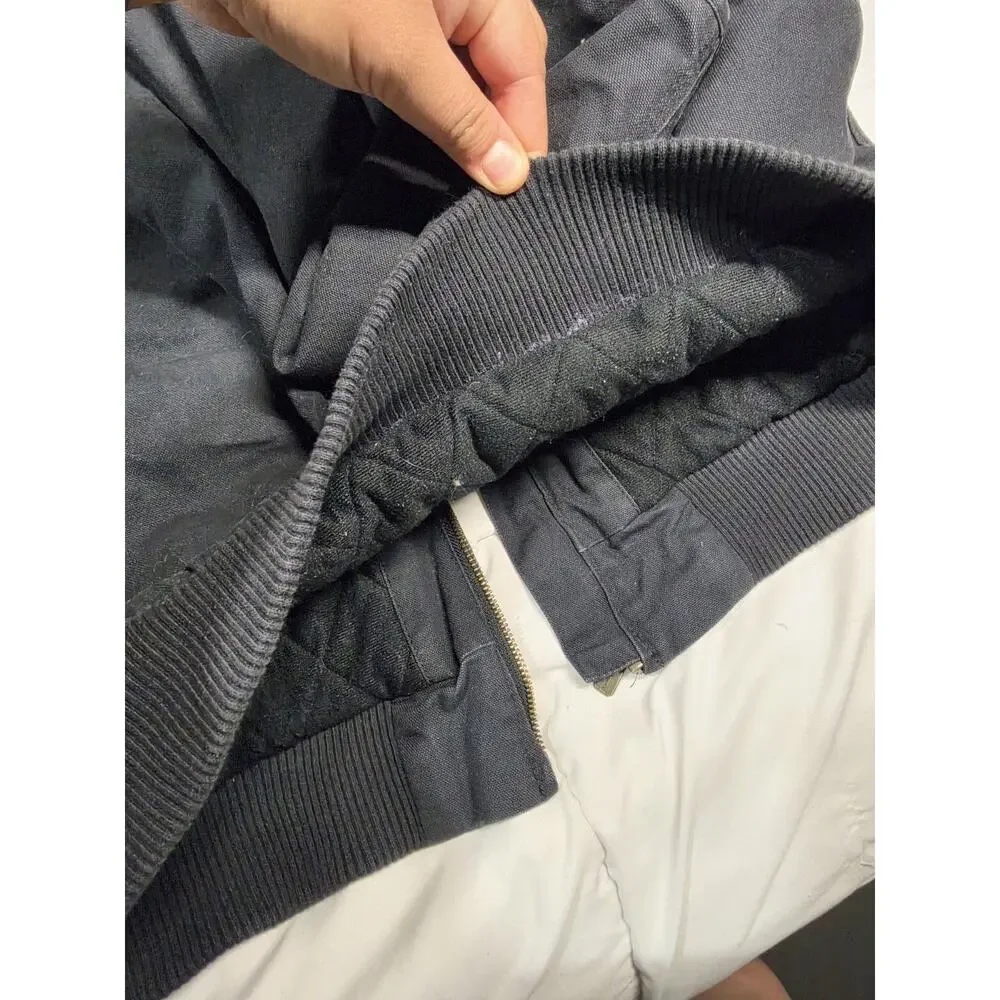 Carhartt Jacket Boys XL Black Quilted Lined Hooded Full Zip OJ8545B Workwear